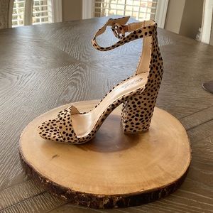 Qupid Leopard Suede block heels